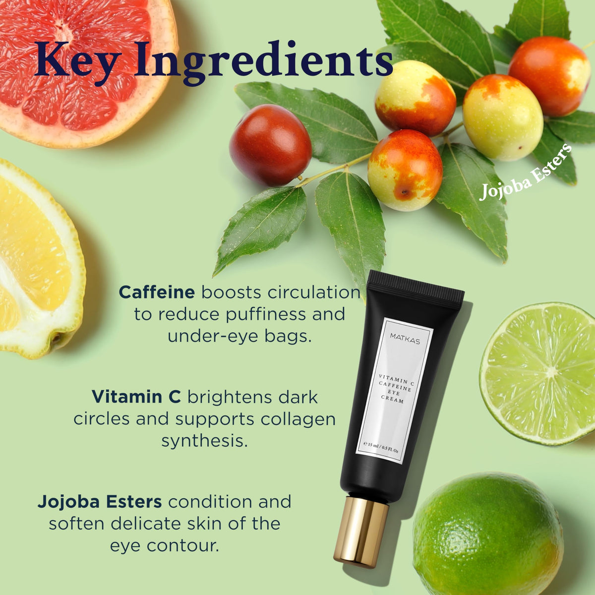 MATKAS Korean Vitamin C Under Eye Cream for Dark Circles & Puffiness (15ml)