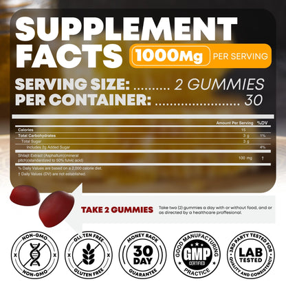 Shilajit Gummies with Manuka Honey - Energy, Endurance & Recovery Support Supplement - Peak Revival (Mixed Berry, 60 Gummies)