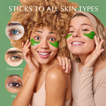 Enaskin Naturals Green Tea Under Eye Patches (30 Pairs) - Antioxidant Eye Gels with Retinol & Collagen for Dark Circles & Puffiness