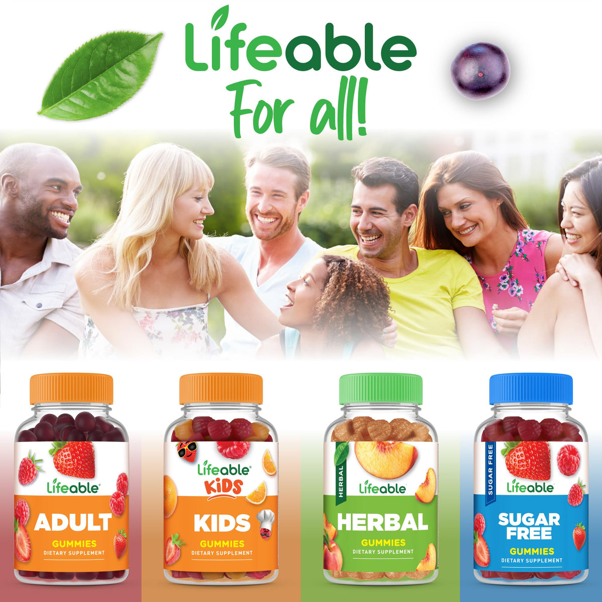Lifeable Sugar Free Fiber Gummies for Adults - 4g - Great Tasting Fiber Supplement Gummies - Keto Friendly, Gluten Free, Vegan, Non GMO Prebiotic Fiber - for Digestive Health - 90 Gummies