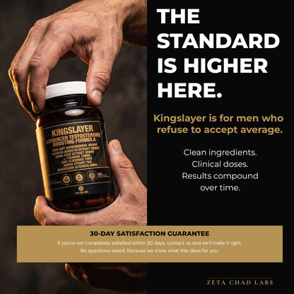 Zeta Chad Labs Kingslayer 7-in-1 Testosterone Booster for Men - KSM-66, Fadogia, Zinc, Boron, Magnesium - Muscle, Energy & Libido Support