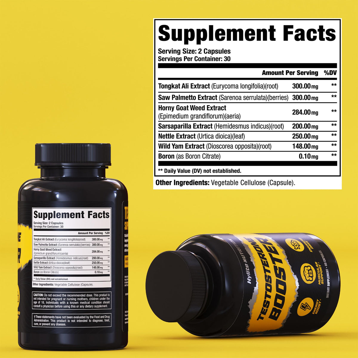 Testosterone Booster for Men - Muscle Growth, Strength, Stamina & Energy Support Supplement - Fast-Acting Blood Flow Formula (2 Pack)