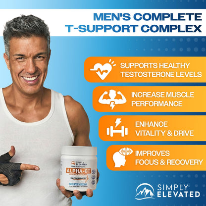 14-in-1 Testosterone Booster for Men - Ashwagandha, Tongkat Ali, Tribulus & Fenugreek - Energy, Drive & Confidence Support - Simply Elevated Alpha-GT (2500mg)