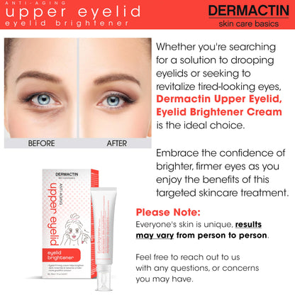Dermactin Upper Eyelid Cream 1 oz - Firming & Toning Treatment for Sagging and Drooping Eyelids - Anti-Aging Eye Lift Cream for Sensitive Skin