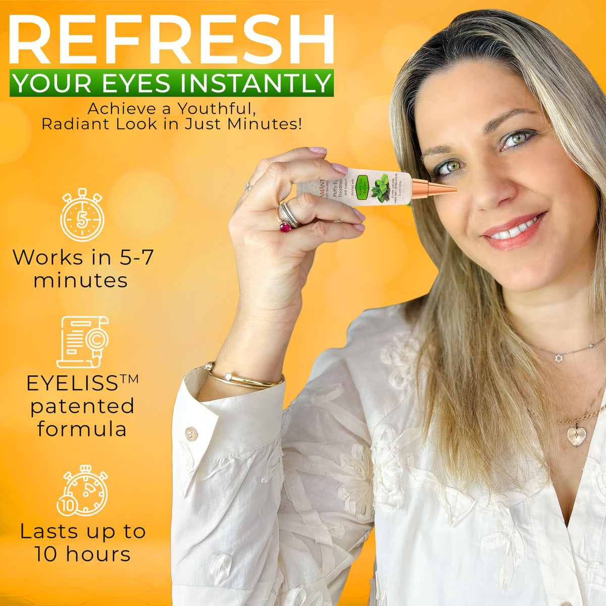 SEAMANTIKA Puffy Eye Treatment (0.8 fl.oz) - Instant Eye Lift for Dark Circles, Bags & Wrinkles with Green Tea & Dead Sea Minerals