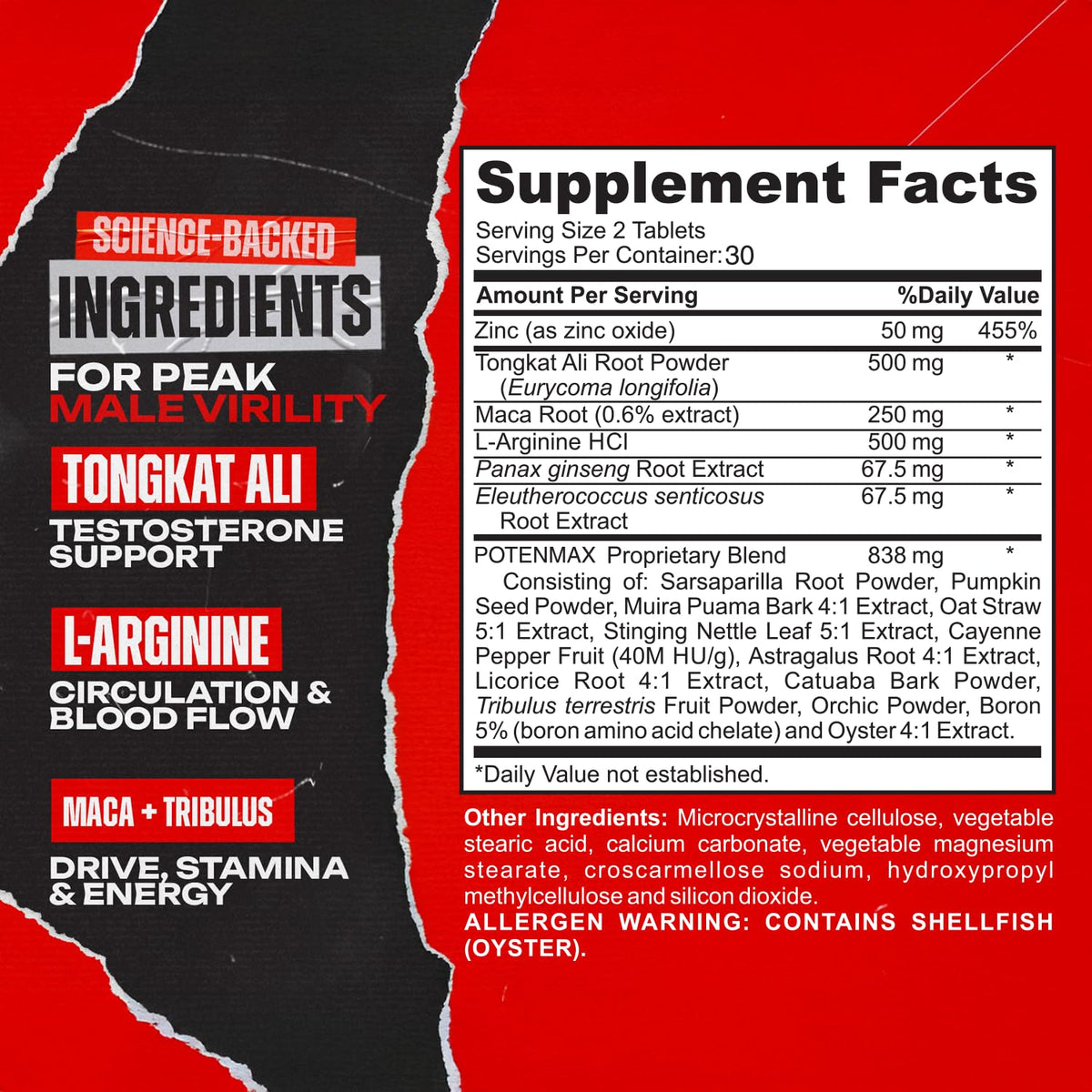 19-in-1 Testosterone & Libido Support for Men - Tongkat Ali, Tribulus & Maca - Energy, Blood Flow & Stamina Supplement - Enyvia (60 Capsules)