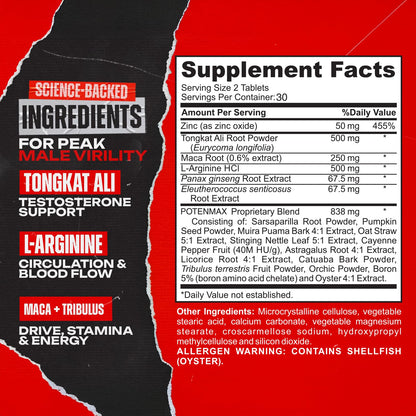 19-in-1 Testosterone & Libido Support for Men - Tongkat Ali, Tribulus & Maca - Energy, Blood Flow & Stamina Supplement - Enyvia (60 Capsules)