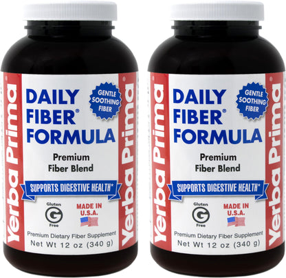 Yerba Prima Daily Fiber Formula Powder - 12 oz (Pack of 2) - Soluble & Insoluble Dietary Fiber Supplement - Colon Cleanse - Gut Health - Vegan, Non-GMO, Gluten-Free