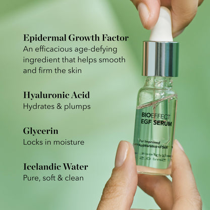 BIOEFFECT EGF Serum - Epidermal Growth Factor + Hyaluronic Acid - Age-Defying Face Treatment for Fine Lines & Wrinkles, Hydration & Firmness, 20 mL / 0.68 oz