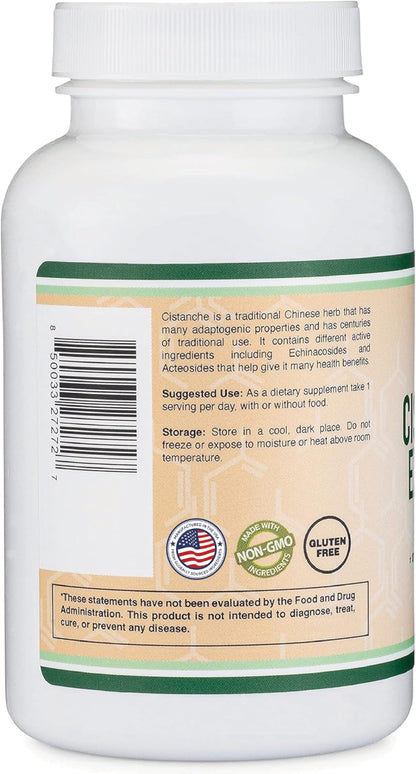 Double Wood Cistanche Tubulosa Extract 500mg - Testosterone Support Supplement for Men (Echinacosides & Acteosides) - 120 Capsules