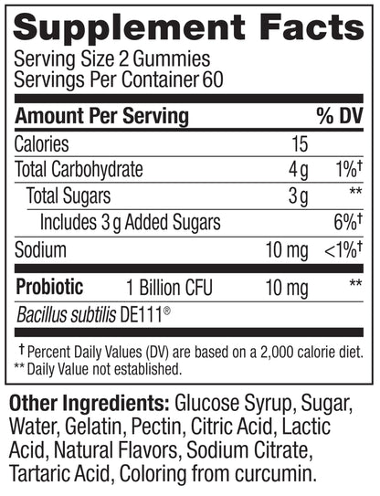 OLLY Probiotic Gummy, Immune and Digestive Support, 1 Billion CFUs, Chewable Probiotic Supplement, Mango, 60 Day Supply - 120 Count