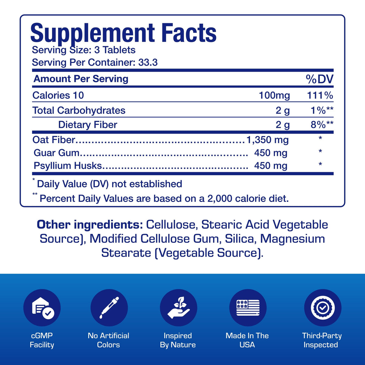 Soluble and Insoluble Fiber Supplement Pills - Clinical Formula Psyllium Husk Fiber Pills for Women & Men with Oat Fiber for Regularity Constipation & Colon Cleanse Support - Vegan & Gluten Free