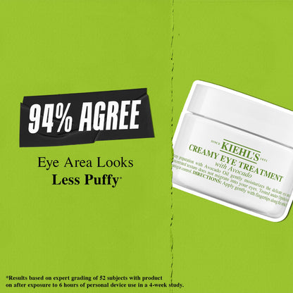Kiehl's Avocado Eye Treatment (0.5 fl oz) - Nourishing & Hydrating Eye Cream with Avocado Oil and Caffeine - 99% Naturally Derived