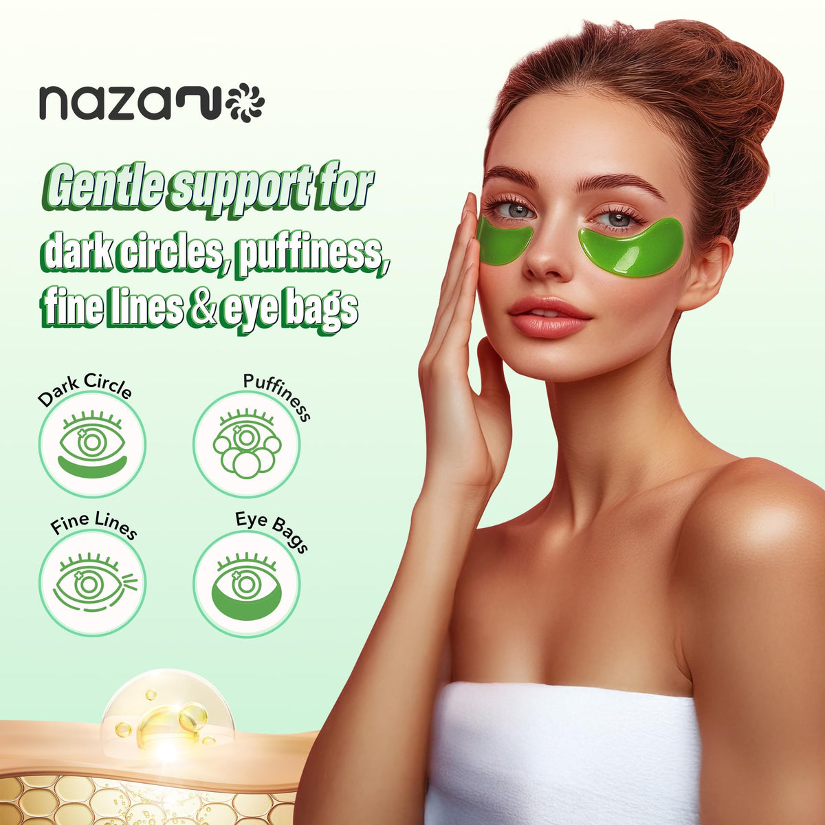 NAZANO Green Under Eye Patches 60 Pack for Dark Circles & Puffiness