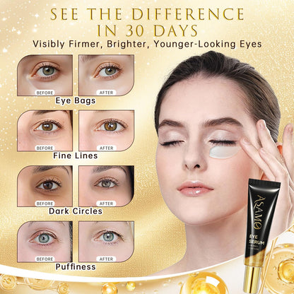 ASAMO Retinol & Vegan Collagen Eye Serum (20ml) - Rapid Reduction Treatment for Eye Bags, Dark Circles & Wrinkles - Firming & Energizing Serum