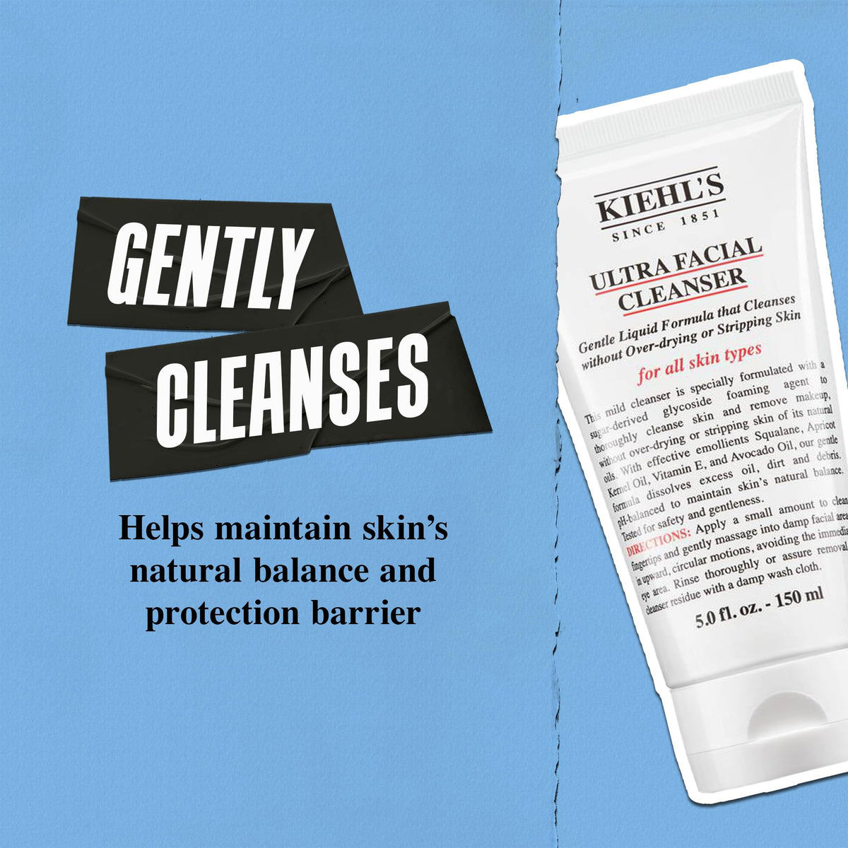 Kiehl's Ultra Facial Cleanser, Gentle Face Wash for All Skin Types, Foaming and Hydrating Formula, Gently Exfoliates and Moisturizes, Removes Makeup and Oil, Dermatologist-Tested and Fragrance-Free