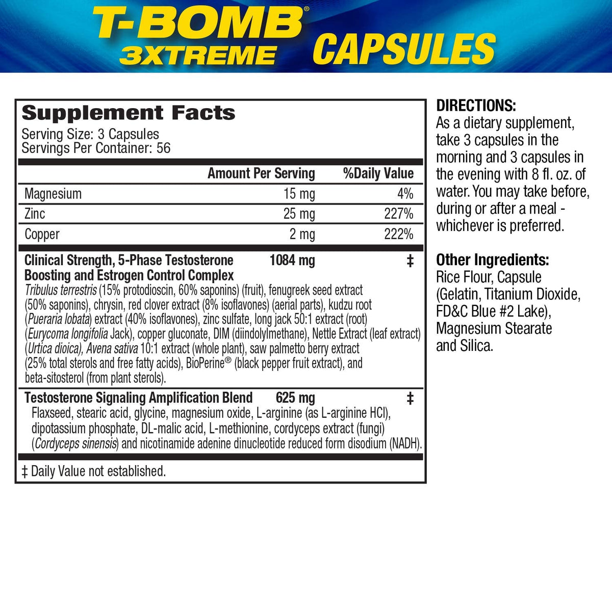 Clinically Tested Testosterone Booster for Men - Libido, Energy & Performance Support Formula - MHP T-Bomb 3Xtreme (168 Tablets)