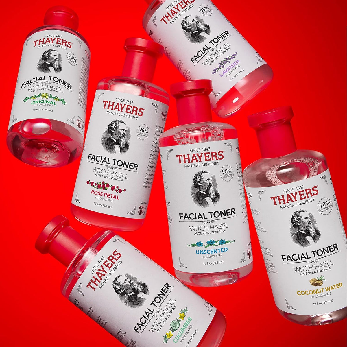 THAYERS Alcohol-Free, Hydrating, Unscented Witch Hazel Facial Toner with Aloe Vera Formula, Vegan, Dermatologist Tested and Recommended, 12 Oz (Pack of 2)