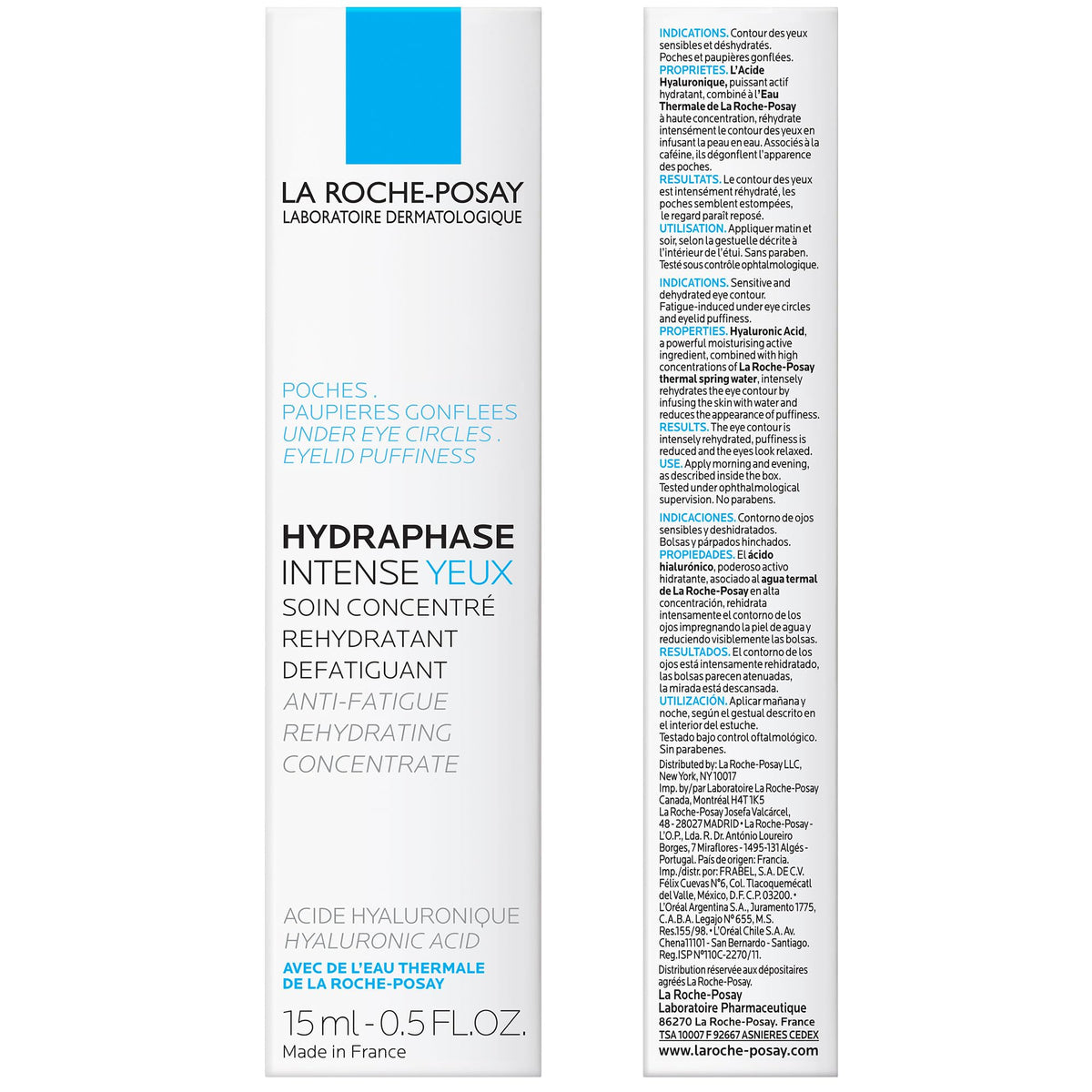 La Roche-Posay Hydraphase Intense Eyes (15ml / 0.5 Fl Oz) - Plumping Hyaluronic Acid Eye Cream for Puffiness & Under-Eye Bags