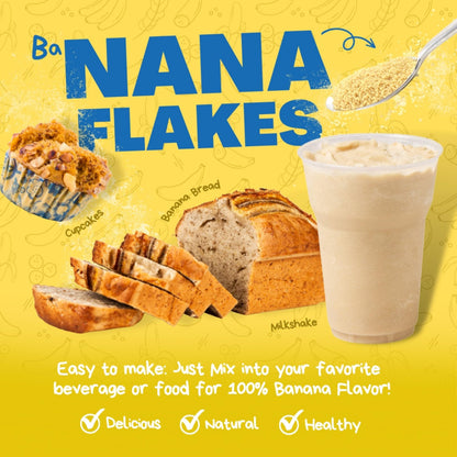 Nutritional Designs Nana Flakes 100% Natural Banana Powder, Digestive Support - Source of Potassium & Fiber - Substitute for Eggs, Butter, or Oil in Baking (2LB Bag)