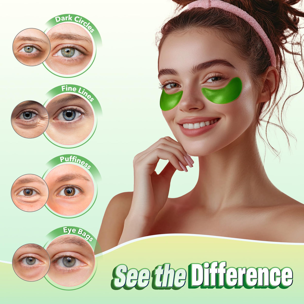 NAZANO Green Under Eye Patches 60 Pack for Dark Circles & Puffiness
