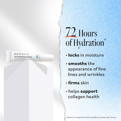 Derma E Hydrating Eye Cream (0.5 oz) - Firming & Lifting Hyaluronic Acid Treatment for Puffy Eyes, Fine Lines & Eyelids