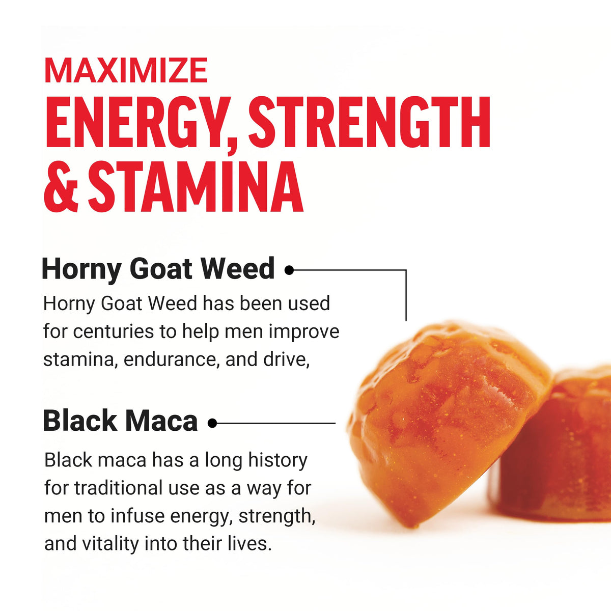 Testosterone Booster Gummies for Men - Energy, Strength, Stamina & Libido Support with Tongkat Ali, Tribulus & Maca