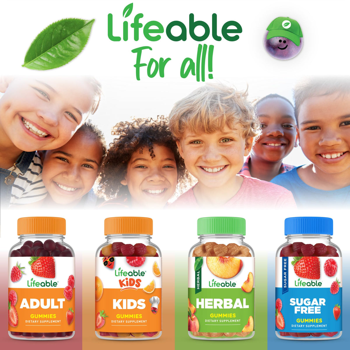Lifeable Sugar Free Prebiotic Kids Fiber Gummies - 4g Fiber for Kids - Great Tasting Vegetarian Fiber Supplements for Kids - for Digestive Health - Fiber Gummies for Kids - 90 Probiotics Gummies