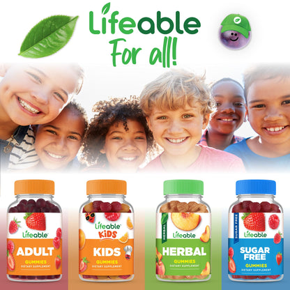 Lifeable Sugar Free Prebiotic Kids Fiber Gummies - 4g Fiber for Kids - Great Tasting Vegetarian Fiber Supplements for Kids - for Digestive Health - Fiber Gummies for Kids - 90 Probiotics Gummies
