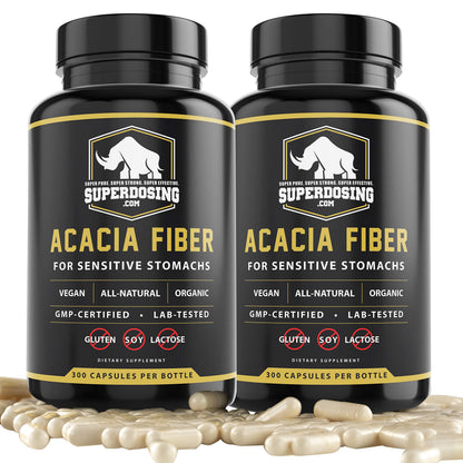 Fast Acting, Organic Acacia Senegal Fiber Capsules 600pk. Natural Soluble Fiber Supplement Pill. Vegan Prebiotic Capsules.