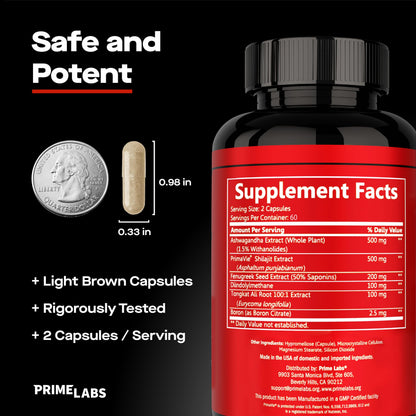 Testosterone Booster for Men - Energy, Vitality & Strength Support with Ashwagandha, Shilajit & DIM