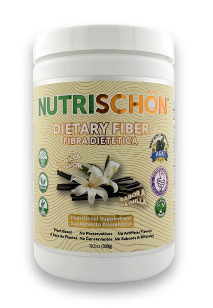 NUTRISCHON - Dietary Fiber Supplement - Relieves Constipation Naturally, Supports Gut Health & Regularity, with Added Açai, Sugar Free, Non-GMO - (10.5 oz, Vanilla)