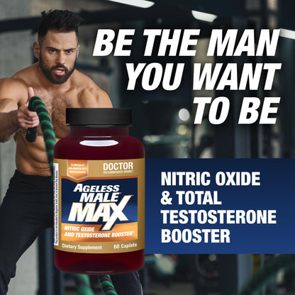 Testosterone Booster for Men - Energy, Strength & Vitality Support Supplement - Ageless Male Max (60 Caplets)
