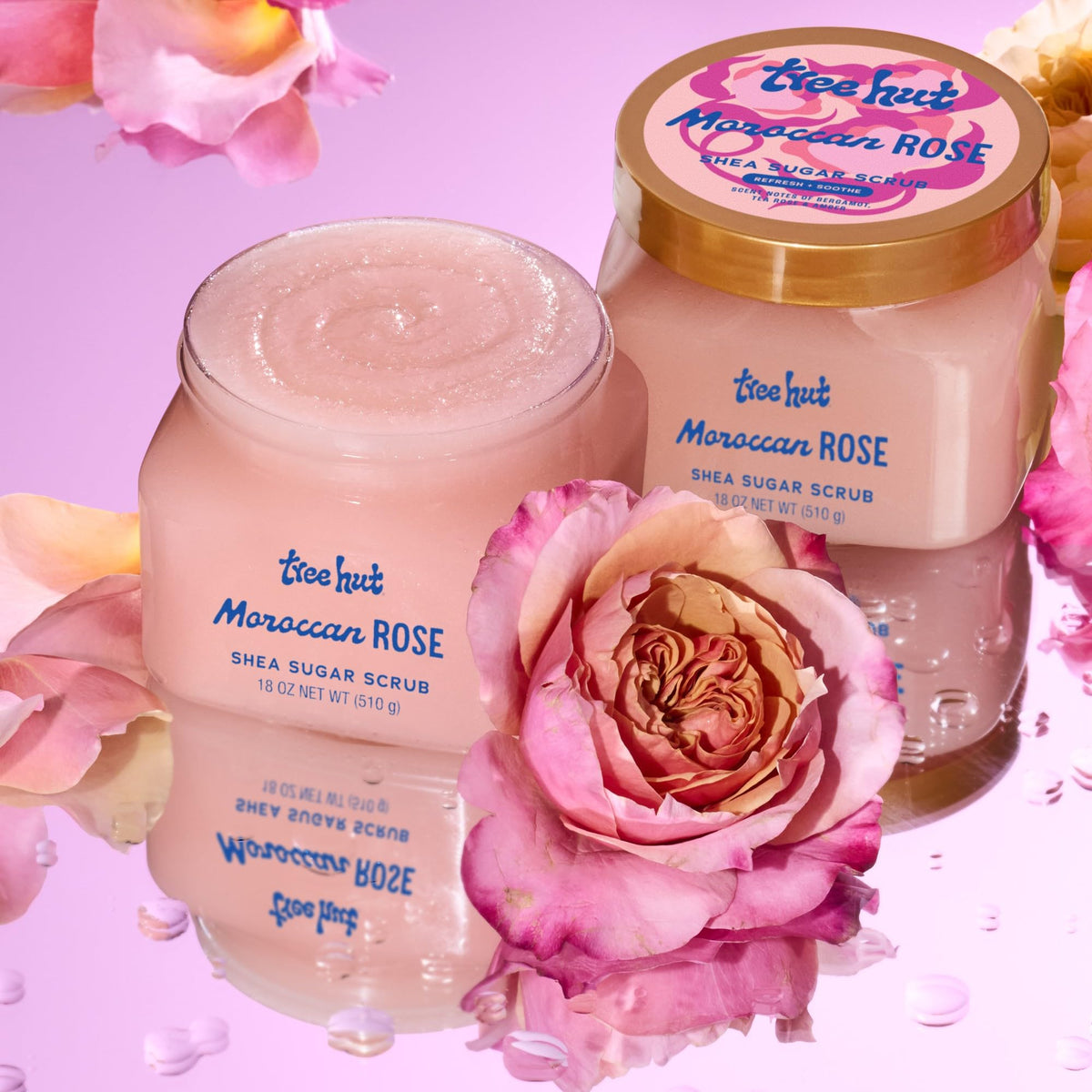 Tree Hut Moroccan Rose Shea Sugar Body Scrub 18 oz, Exfoliating & Hydrating