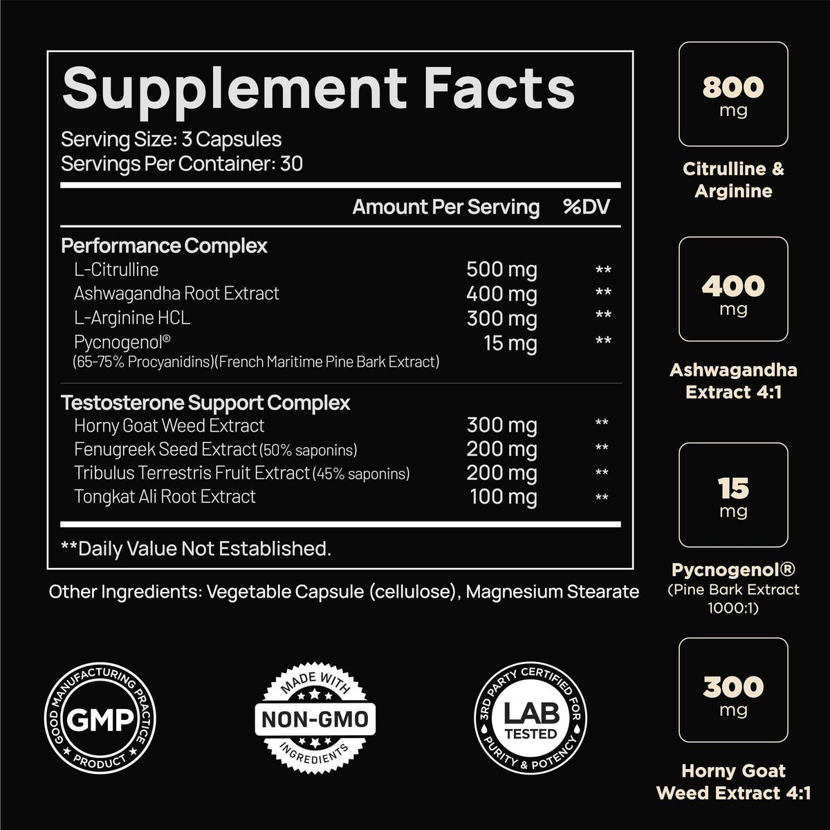 2,015mg Total T Testosterone Booster for Men - 8X Strength with Ashwagandha, Tongkat Ali, Tribulus & Pycnogenol - Libido & Muscle Support