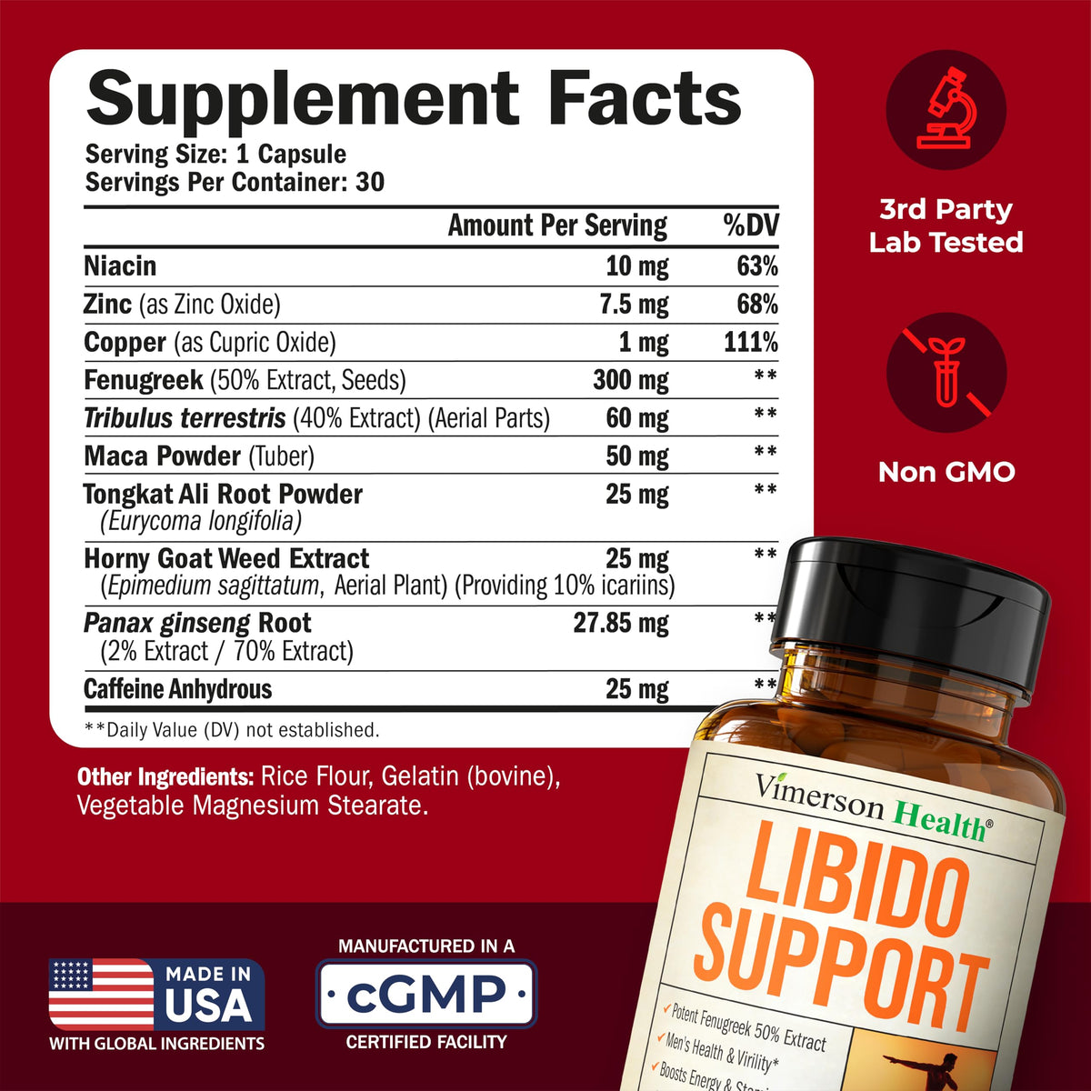 Fenugreek 10-in-1 Testosterone & Libido Support Supplement for Men - Energy, Strength & Performance Blend with Tongkat Ali & Zinc