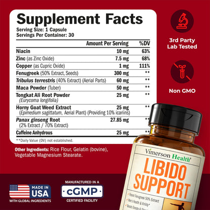Fenugreek 10-in-1 Testosterone & Libido Support Supplement for Men - Energy, Strength & Performance Blend with Tongkat Ali & Zinc