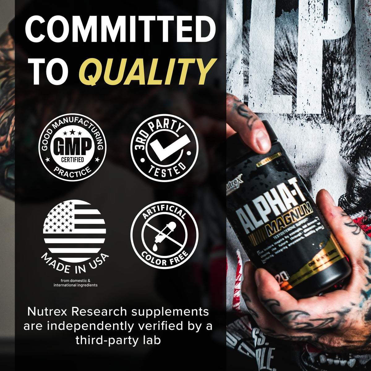 Testosterone Support for Men - Tongkat Ali, Fadogia, Shilajit & Ashwagandha - Muscle, Strength & Hormone Balance Supplement - Nutrex Alpha-T Magnum