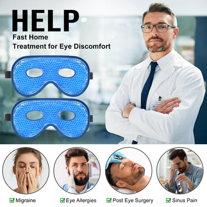 BeeVines XL Jumbo Gel Eye Mask - Cooling & Warming 2-Pack (Navy Blue)