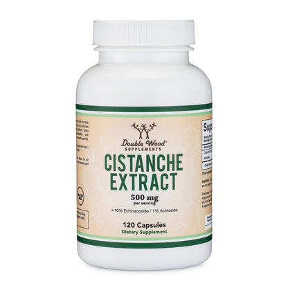 Double Wood Cistanche Tubulosa Extract 500mg - Testosterone Support Supplement for Men (Echinacosides & Acteosides) - 120 Capsules