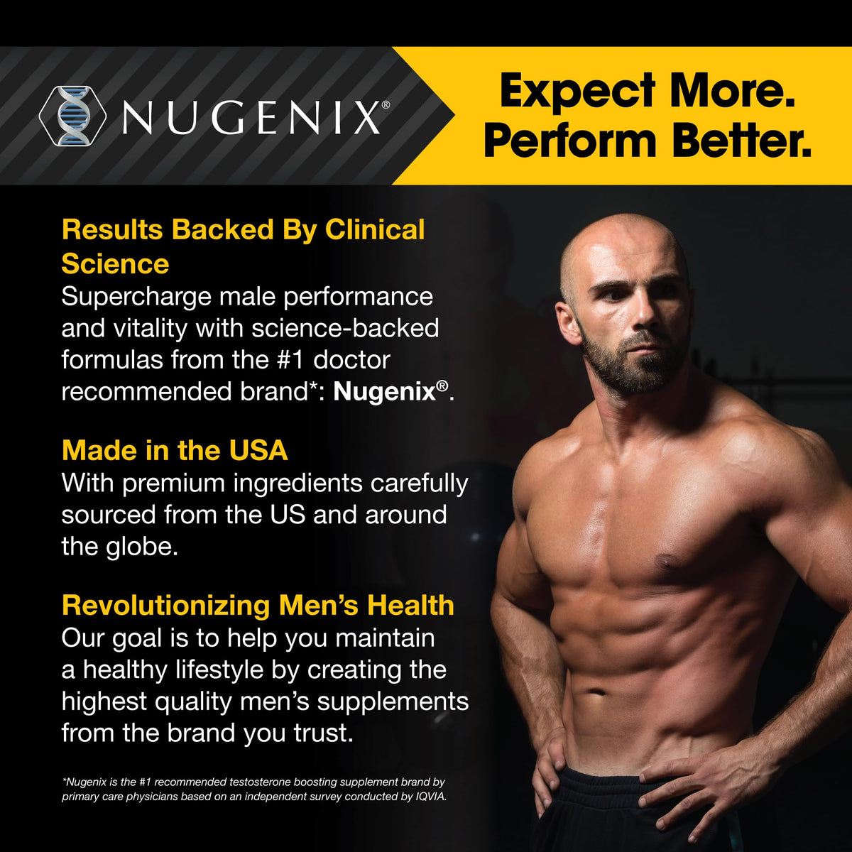Testosterone Booster for Men - Free & Total Testosterone Support for Energy, Strength & Performance - Nugenix Total-T (180 Count)
