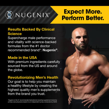 Testosterone Booster for Men - Free & Total Testosterone Support for Energy, Strength & Performance - Nugenix Total-T (180 Count)