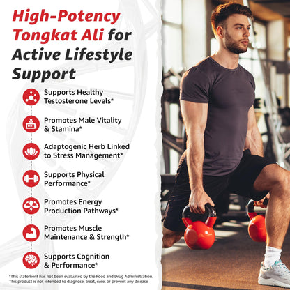 10X Health Alpha Testosterone Supplement for Men - Tongkat Ali 1000mg Strength, Vitality & Muscle Growth 60 Capsules