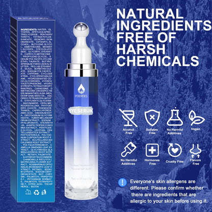 High-Potency Eye Serum (0.5 fl. oz) - 8% Caffeine & 8% Retinol with Hyaluronic Acid, Niacinamide & Peptides - 360° Roller Massage Ball for Puffy Eyes & Dark Circles