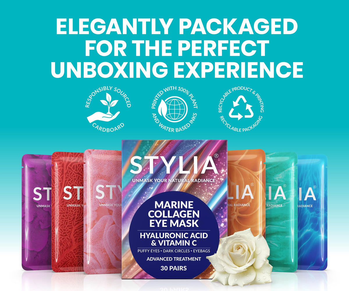 Stylia Collagen & Vitamin C Under Eye Patches - Vegan Travel Set (6 Pairs)