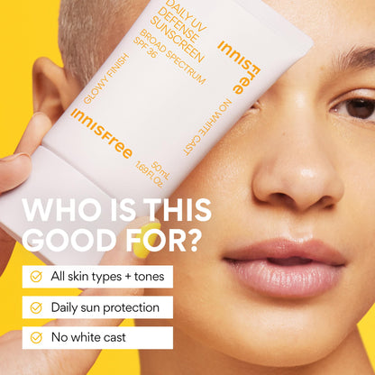 Innisfree Daily UV Defense SPF 36 - Korean Face Sunscreen, Invisible Finish, Broad Spectrum, No White Cast, Lightweight, Hydrating