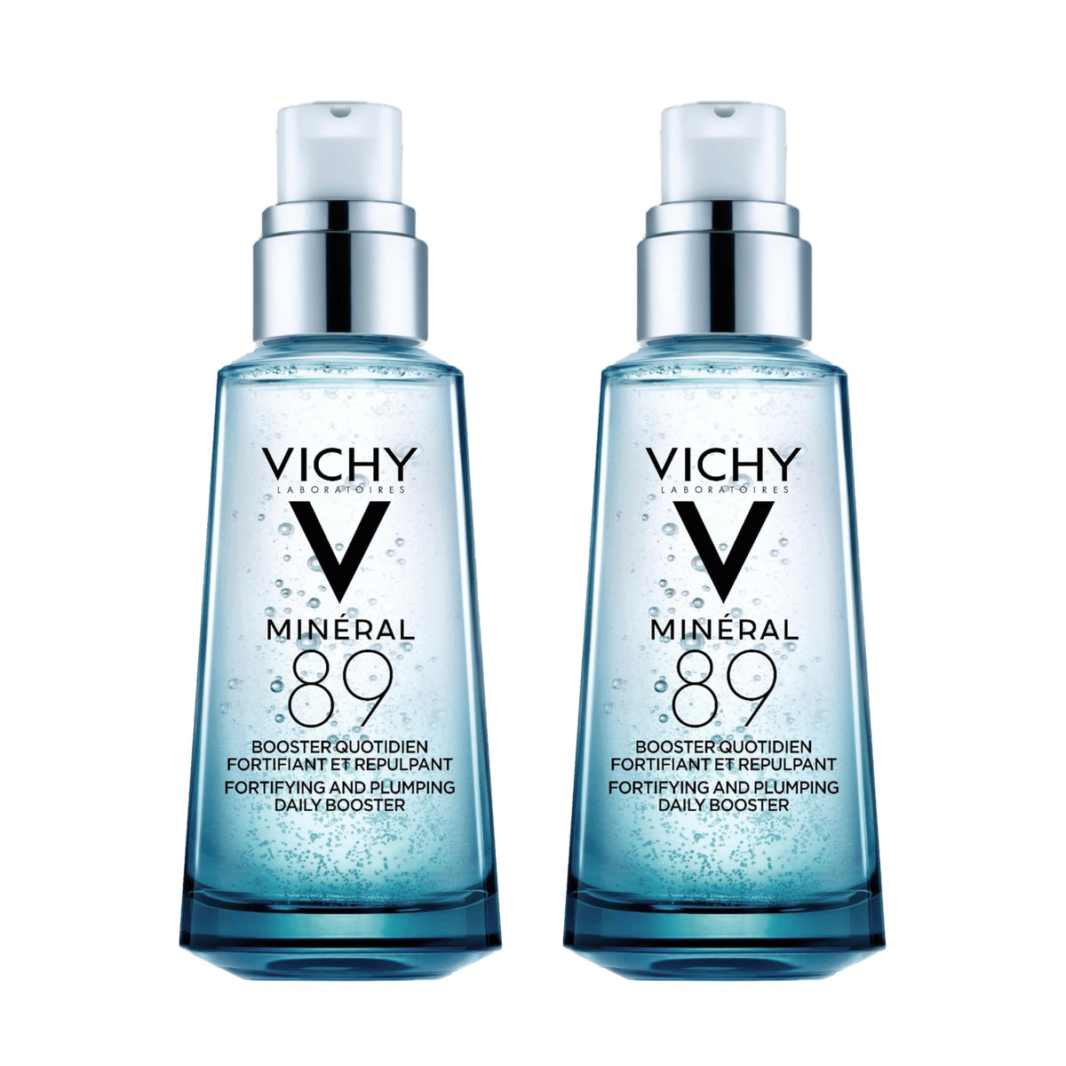 VICHY Mineral 89 Fortifying & Hydrating Daily Skin Booster,Pure Hyaluronic Acid Serum For Face,Plumps & Hydrates,Repairs Skin Barrier,Lightweight Moisturizing Gel,Fragrance Free-& Oil-Free,(Pack of 2)