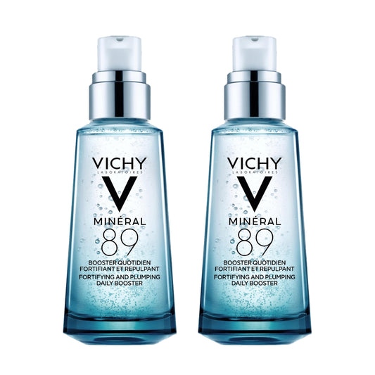 VICHY Mineral 89 Fortifying & Hydrating Daily Skin Booster,Pure Hyaluronic Acid Serum For Face,Plumps & Hydrates,Repairs Skin Barrier,Lightweight Moisturizing Gel,Fragrance Free-& Oil-Free,(Pack of 2)