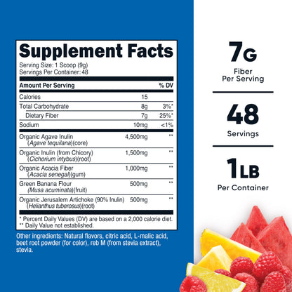 Nutricost Prebiotic Fiber Fruit Punch Flavored (1 Pound) - Vegan, Gluten-Free, GMO-Free