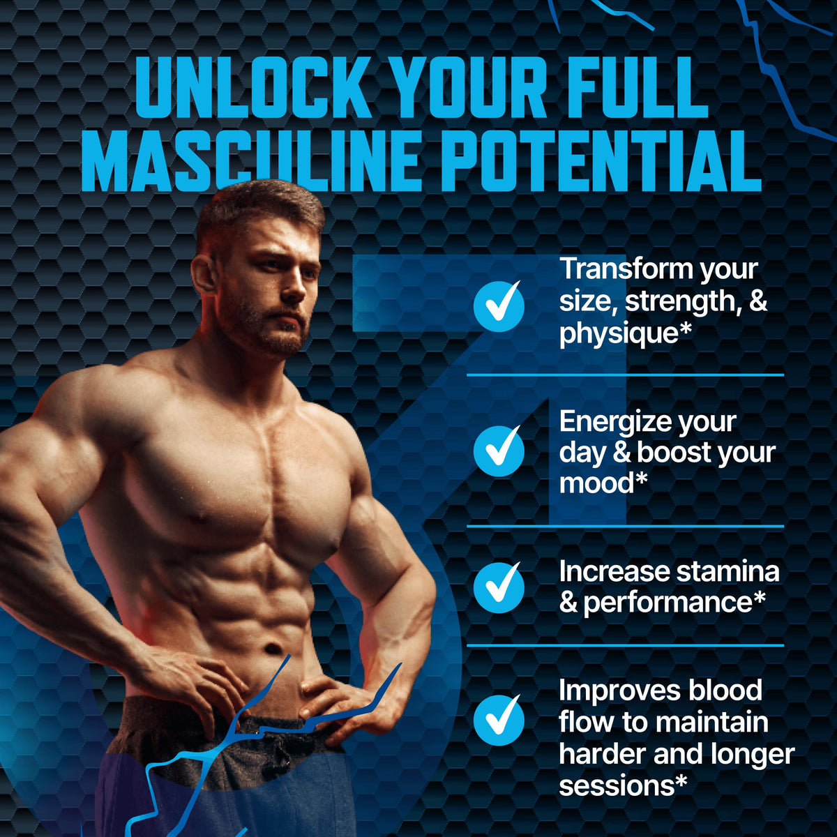 Testosterone Booster Gummies for Men - Male Enhancement Chews for Energy, Strength, Stamina & Performance - Natural Blueberry Flavor